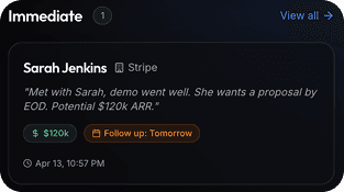 Ozzy: AI follow-up reminders — screen 1 of 2